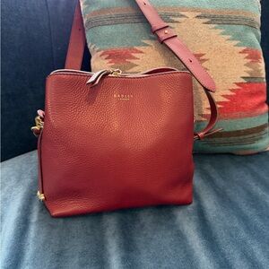 Radley London Burgundy Leather Dukes Place Medium Compartment Bucket Bag